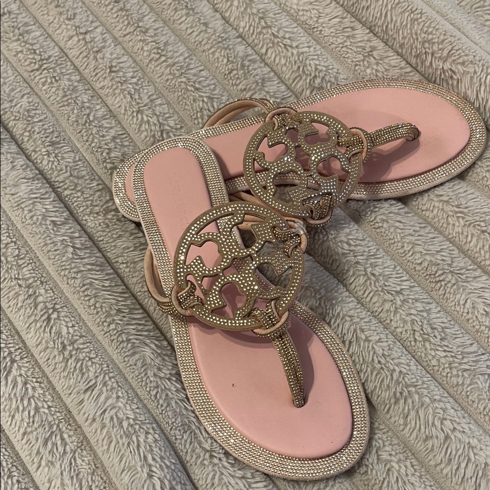 Tory Burch Pink and Gold Sandals